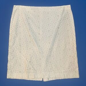 Talbots Pencil Shirt Sz 16 White Eyelet Straight fitted